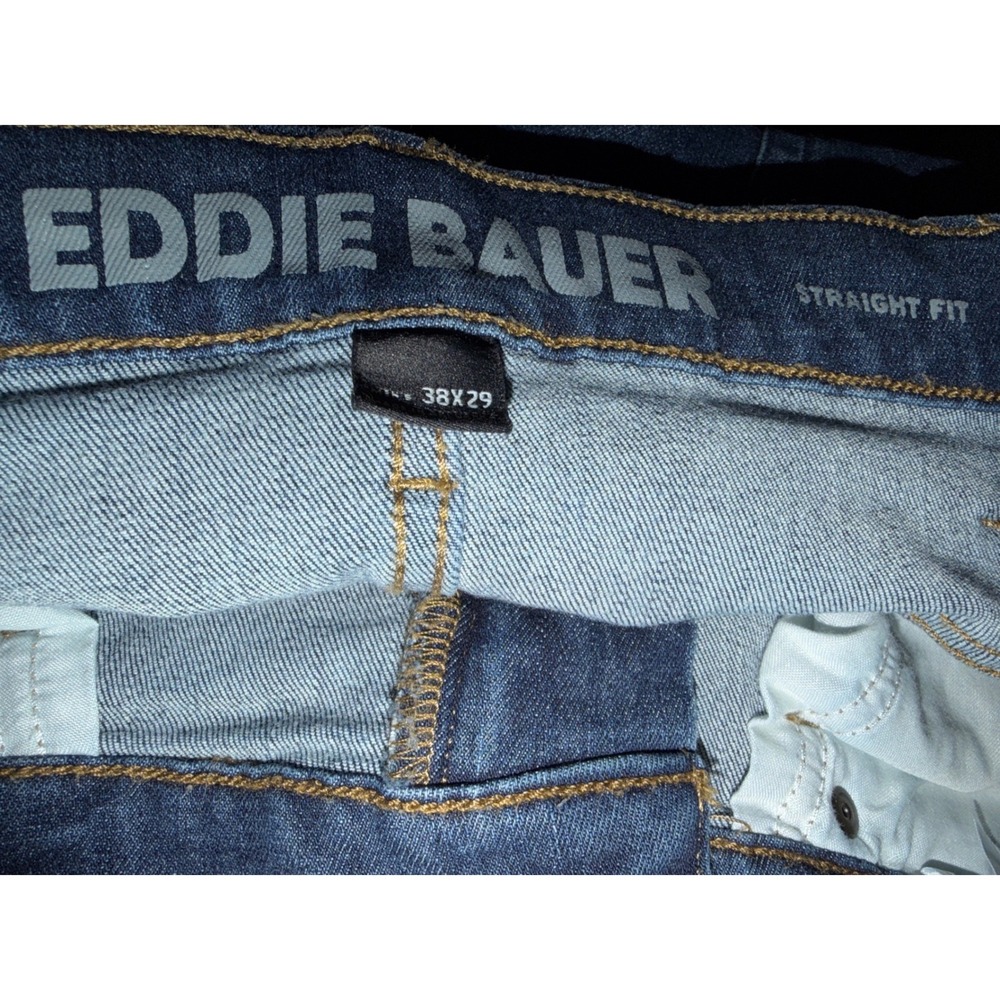 Eddie Bauer Mens Straight Dark Wash Denim Jeans‎ 38x29 Stretch speciality dyed - Picture 3 of 4